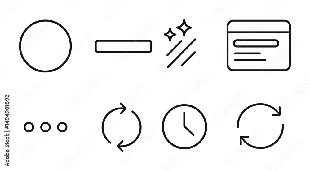 Poster minimalist icon set for ui design and time management themes