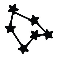 Stylized constellation illustration featuring multiple stars interconnected by lines on white background