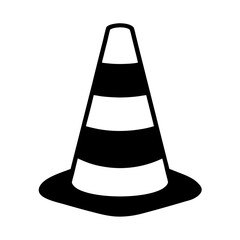 Stylized black and white traffic cone with horizontal stripes illustration