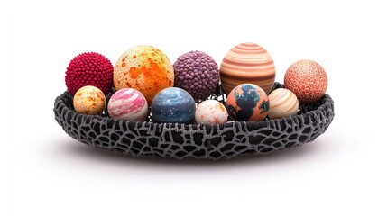 Obraz premium A detailed model of the solar system with different celestial bodies arranged on a cosmic carousel 