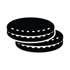 Silhouette of Two Macarons Stacked on Top of Each Other on White Background