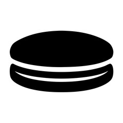 Simple black and white image of a classic macaron dessert treat