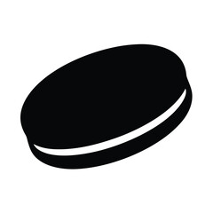 Silhouette image of an Oreolike sandwich cookie on a white background