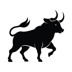 Majestic Bull Silhouette Powerful Black and White Animal Vector Illustration