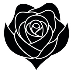 Black Silhouette Rose with Spiral Petal Design