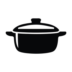 Black and white silhouette illustration of a cooking pot with lid
