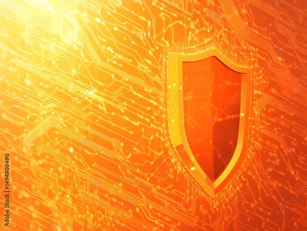 Poster shield image and security concept, representing digital security, cyber protection, and data encrypt