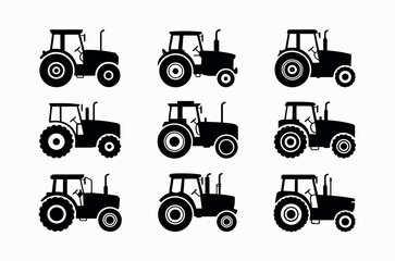 farming tractor silhouettes