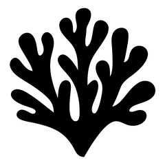 Abstract black and white seaweed silhouette evokes underwater coral reefs and marine life