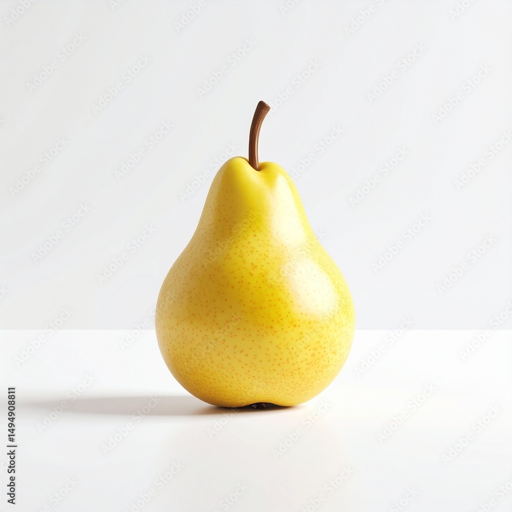 Poster high-resolution 3d render of a matte yellow pear with natural imperfections