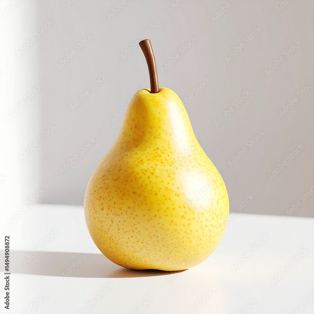 Poster high-resolution 3d render of a yellow pear with matte finish and natural imperfections
