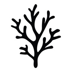 Silhouette of Coral Branch Displaying Distinctive Structure and Organic Growth Pattern