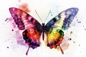 Watercolor butterfly with wings dissolving into air captures vibrant colors in motion