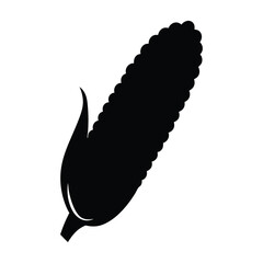 Black and white vector illustration of corn on the cob silhouette