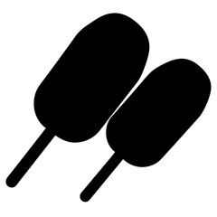 Two black ice cream bars or popsicles on a stick vector illustration