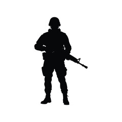 Silhouette of a Soldier Military Personnel, Armed Forces, Combat, Security, Defense