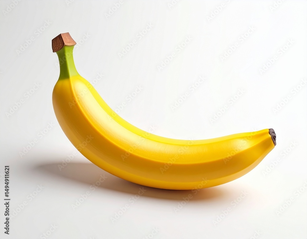 Poster hyperrealistic 3d render of a single ripe banana on white background