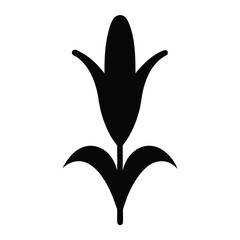 Stylized abstract corn plant silhouette in black, perfect for minimalist designs