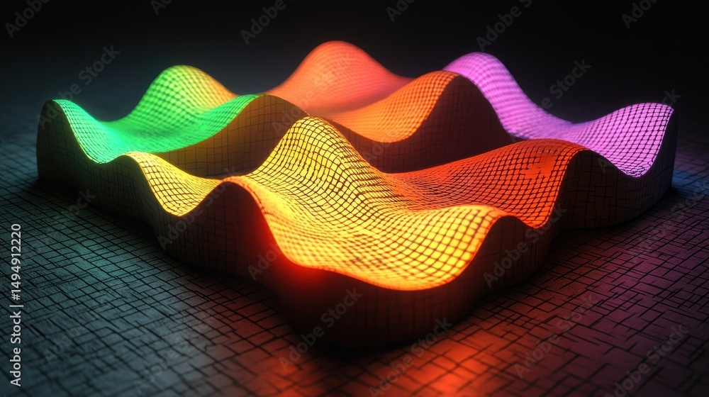 Poster conceptual visualization of nano sensors enhancing data transmission through vibrant light waves in 