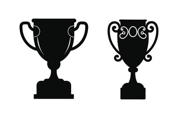 Trophy cup Silhouette Vector bundle  illustration, Winner trophy cup  silhouette