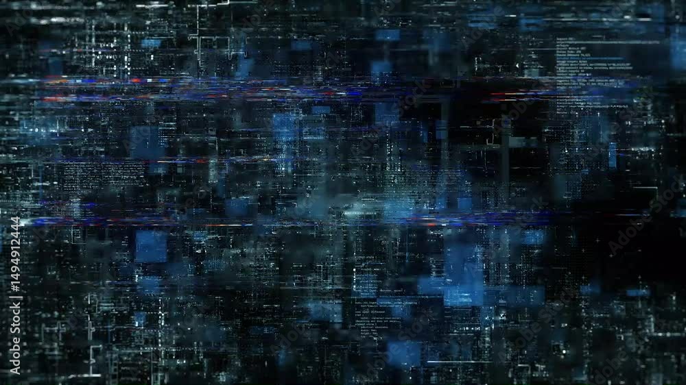 Poster digital matrix code background in abstract futuristic data network design