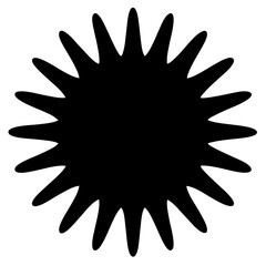 Black Spiky Burst Shape with Irregular Points Against a White Background