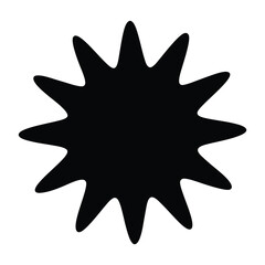 Abstract black spiky shape with a white background and rounded edges