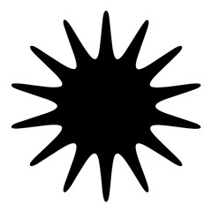 Abstract black starburst or sunburst design with spiky rays, vector illustration