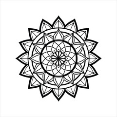 Round ornamental vector flower mandala pattern with a winter snowflake design