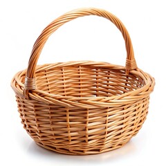Obraz premium empty wicker basket isolated on white