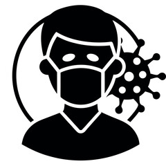 High Fever Silhouette Icon – Sick Human Figure Holding Head