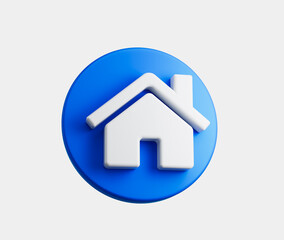 Fototapeta premium 3D Home icon on a Blue circular base ideal for apps or home-related projects. 3d illustration
