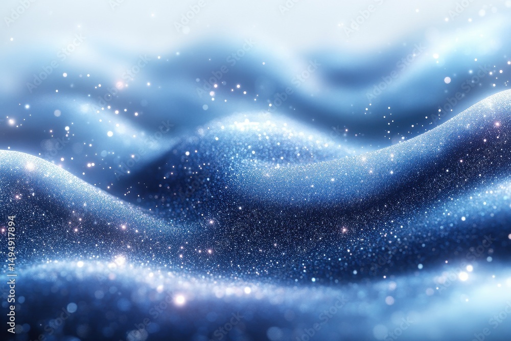 Poster captivating waves of shimmering blue fabric with sparkling details create a mesmerizing visual exper
