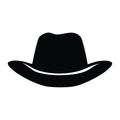 Bold black silhouette of a cowboy style hat on white background