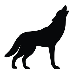 Howling Wolf Silhouette against a White Background Majestic and Powerful Expression