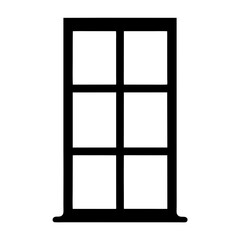 Abstract Minimalist Window Frame Icon with Six Panes in Black Silhouette