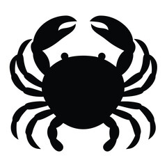 Simple Black Crab Silhouette Isolated on White Background for Graphic Designs