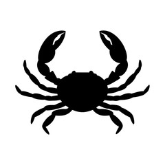 Silhouette of a Crab with Large Claws and Multiple Legs Isolated