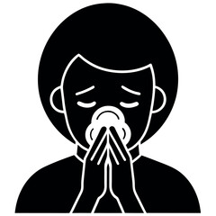 Person Blowing Nose Silhouette – Common Cold or Sinus Icon