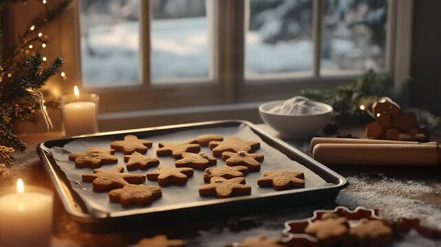 Holiday cookies on baking sheet