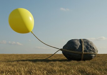 Bright Yellow Balloon Tied to a Heavy Rock: Tension of Effort