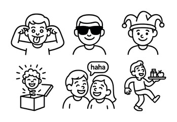 Emotions and reactions outline icons set – linear, expression, mood symbols