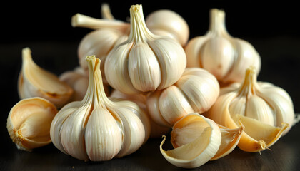 Freshly peeled garlic cloves, pop art. isolated with white highlights