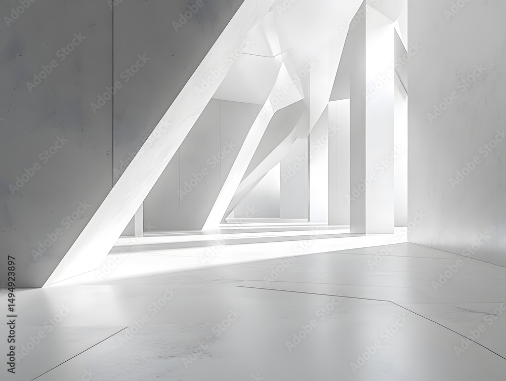 Poster abstract architectural design with geometric patterns and natural light illuminating the space. the 