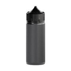 3D Render 120ml Vape Bottle Black isolated with transparent background. Blank label for mock up