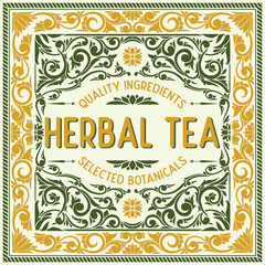 Herbal Tea - ornate vintage decorative label