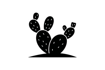 Black silhouette of a prickly pear cactus plant © Apon