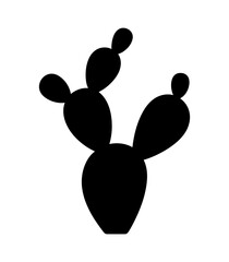 Black silhouette of a prickly pear cactus plant