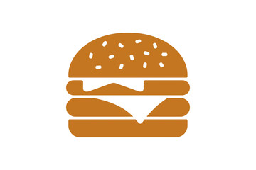 Delicious burger icon for restaurant menu design