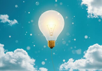 Light Bulb Shaped Balloon Floating Upward